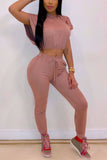 Fashion Casual Sports Deep Pink Two-Piece Suit