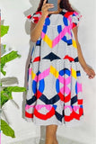 Casual Daily Elegant Print Polka Dot Printing O Neck Printed Dress Dresses
