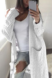 Fashion Casual Loose White Solid Rib Sweater