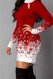 Fashion Casual Print Hollowed Out O Neck Long Sleeve Dresses