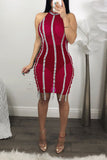 Sexy Fashion Perspective Mesh Red Sleeveless Dress