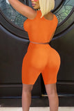 Fashion Sexy Sleeveless Top Orange Two-Piece Set