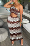 Fashion Casual Print Split Joint Halter Sleeveless Two Pieces