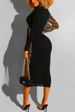 Sexy V-neck Leopard Printing Skinny Dress