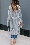 Stylish Casual Silver Sequined Long Coat