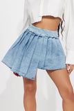 Casual Street Solid Make Old Patchwork Zipper Pleated Mid Waist Denim Skirts