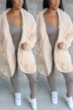 Fashion Casual Hooded Collar White Solid Velvet Coats