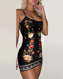 Floral Print Backless Bodycon Dress