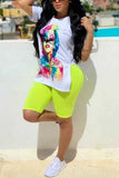 Fashion Casual Color Printing Top White Suit