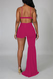 Fashion Sexy Solid Hollowed Out Backless Spaghetti Strap Irregular Regular Jumpsuits