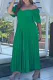 Casual Solid Pleated V Neck Plus Size Jumpsuits