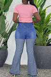 Casual Patchwork Basic High Waist Regular Denim Jeans