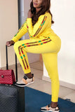 Fashion Casual Long Sleeve Trousers Yellow Set
