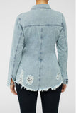 Casual Solid Buttons Turndown Collar Long Sleeve Skinny Denim