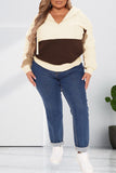 Fashion Casual Patchwork Basic Zipper Hooded Collar Plus Size Tops