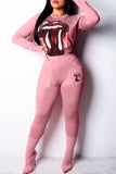 Trendy Sequined Decorative Light Pink Two-piece Pants Set
