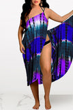 Fashion Sexy Tie-dye Print Backless Beach Dress