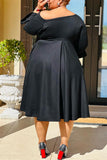 Casual Simplicity Solid Asymmetrical Solid Color The MIDI Dress Plus Size