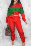 Polyester Elastic Fly Long Sleeve Mid Letter Patchwork Straight Pants