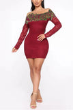 Sexy Fashion Long Sleeve Off Shoulder Wine Red Dress