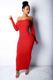 Fashion Sexy Off The Shoulder Long Sleeves One word collar Pencil Dress Mid-Calf backless  Club Dres
