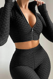 Casual Sportswear Solid Basic Zipper Collar Long Sleeve Two Pieces