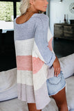 Fashion Casual Loose Blue And Pink Striped Sweater