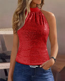 Allover Sequin Ruched Tank Top