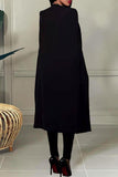 Fashion Casual Solid Slit Turn-back Collar Long Sleeve Two Pieces
