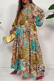 Casual Daily Patchwork Print Patchwork Fold Printing V Neck Printed Dress Dresses