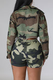 Casual Camouflage Print Patchwork Regular High Waist Conventional Full Print Shorts