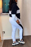 Casual Sportswear Daily Plain Pocket Contrast Zipper Turndown Collar Long Sleeve Two Pieces