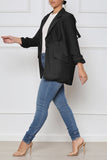 Casual Solid Tassel Patchwork Buttons Turn-back Collar Outerwear