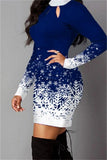Fashion Casual Print Hollowed Out O Neck Long Sleeve Dresses