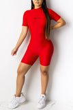 Fashion Red Solid Letter Rompers