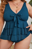 Casual Solid Patchwork V Neck Plus Size Swimwear