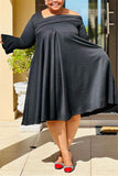 Casual Simplicity Solid Asymmetrical Solid Color The MIDI Dress Plus Size