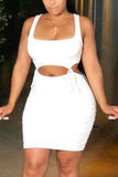 Sexy Fashion Tight White Sleeveless Skirt Set