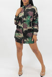 Fashion Casual Camouflage Print Basic Turndown Collar Shirt Dress
