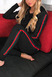 Stylish Casual Black Hooded Two-piece Set