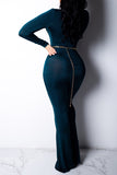 Chic Hollowed-out Dark Blue Velvet One-piece Jumpsuit(Without Belt)