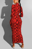 Fashion Reversible Red Snake Print Dress