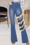 Fashion Casual Patchwork Buttons High Waist Regular Jeans