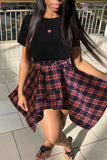 Fashion Casual Print Split Joint O Neck Short Sleeve Two Pieces