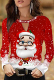 Casual Party Santa Claus Hollowed Out V Neck Tops