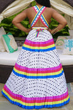 Sexy Striped Print Polka Dot V Neck A Line Dresses