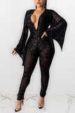 Fashion Sexy Sequined Wide-sleeved Jumpsuit