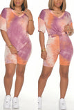 Fashion Casual Sportswear Living V Neck Short Sleeve Regular Sleeve Print Plus Size Set