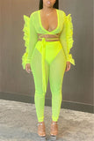 Fashion Sexy Perspective Mesh Fluorescent Green Set