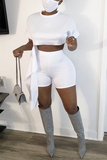 Fashion Sexy Short Sleeve Top White Shorts Set